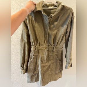 corduroy green dress. size small. brand Lena